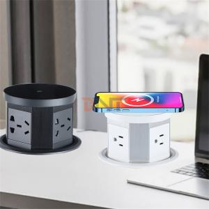 OEM/ODM Recessed Desktop Pop-Up Hidden Power Socket with USB Port AC Kitchen Socket 16A with wireless fast charger for Office