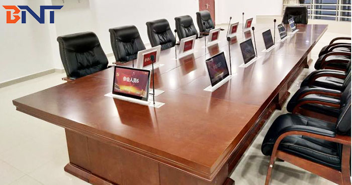 中国湖南省党支部会议室11台15.6英寸带麦显示器升降器 BLM-15.6