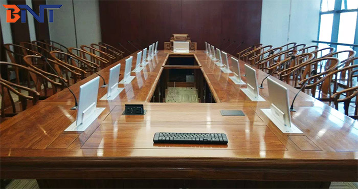 BLL-19弹出显示器升降器和BP412弹出式插座，用于天津博物馆会议室