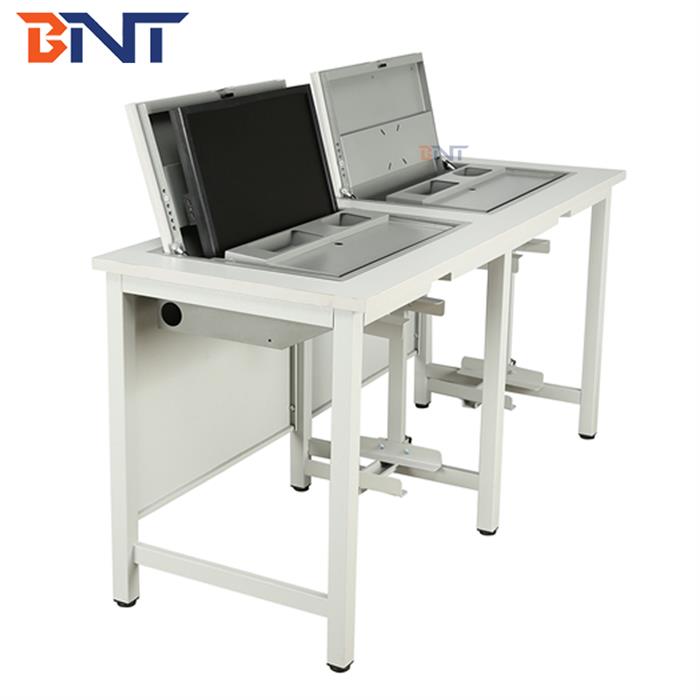 手动液晶屏翻转双人电脑桌SKD-D19E