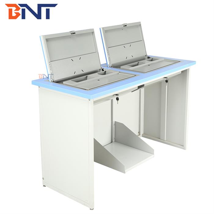 手动液晶屏翻转双人电脑桌SKD-D19F