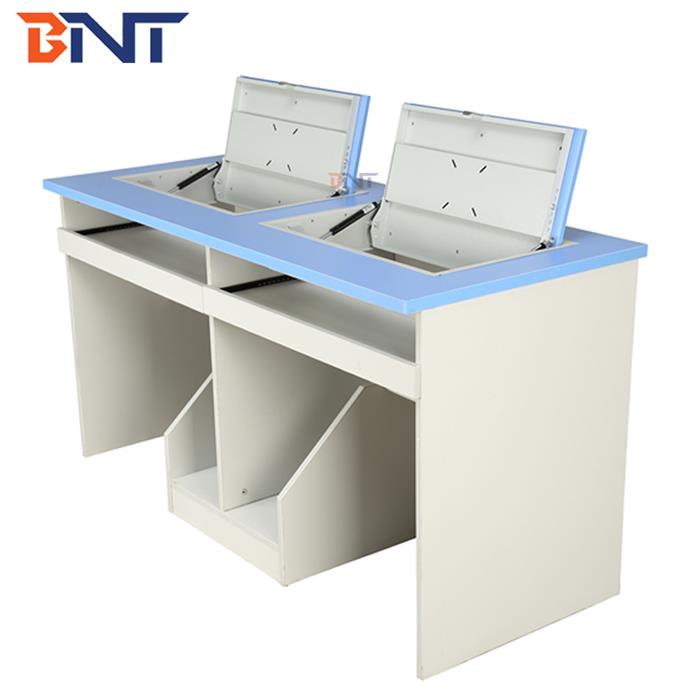 手动液晶屏翻转双人电脑桌SKD-D19A