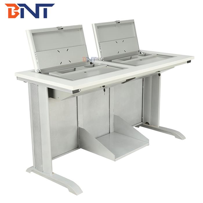 手动液晶屏翻转双人电脑桌SKD-D19B