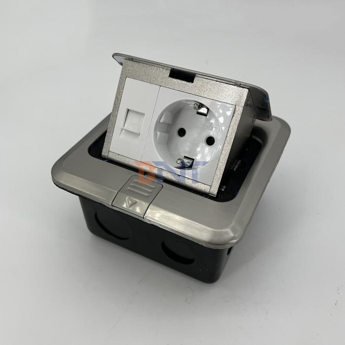 弹起隐藏式不锈钢材质的地面插座  FS03A欧标+网络