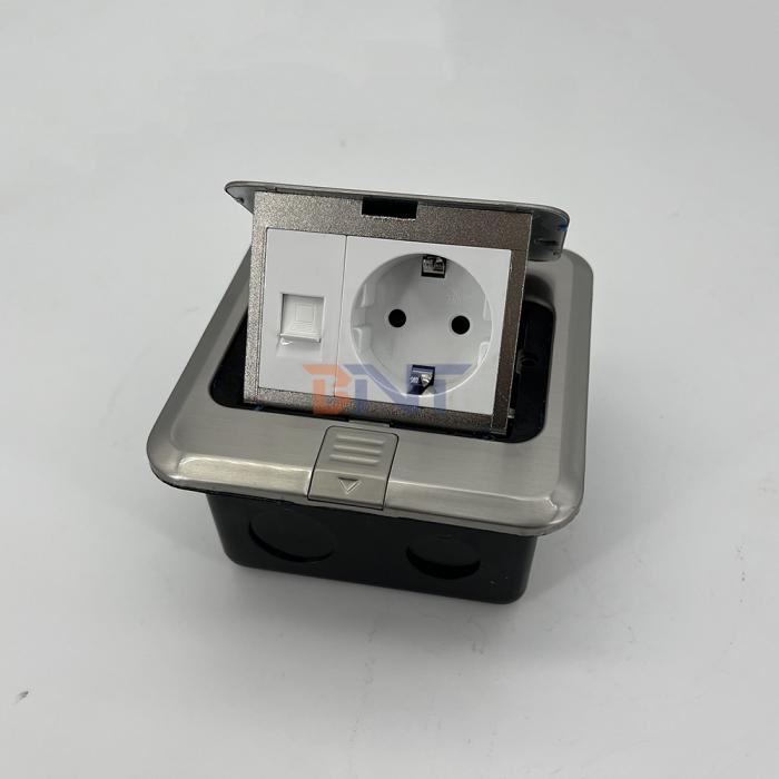 弹起隐藏式不锈钢材质的地面插座  FS03A欧标+网络