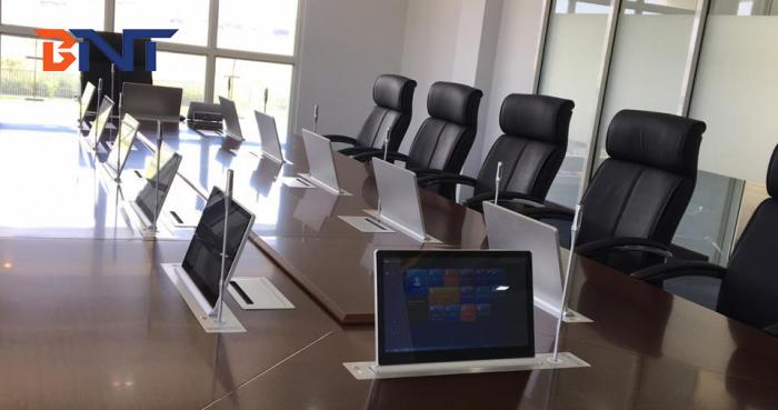 BNT BLM-17.3 Ultra-thin display lifter with microphone synchronous lifting for a high-level conference room project in a company in Papua New Guinea
