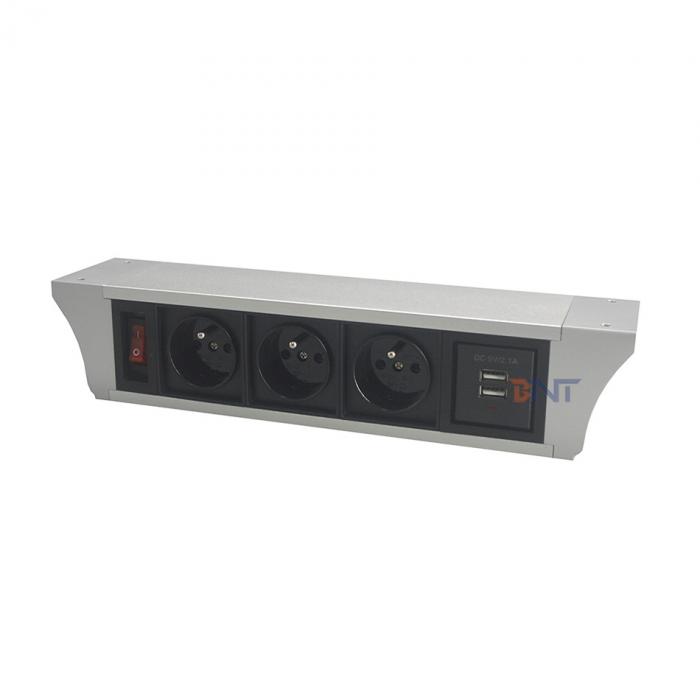 French power with usb table socket box TUS103FR