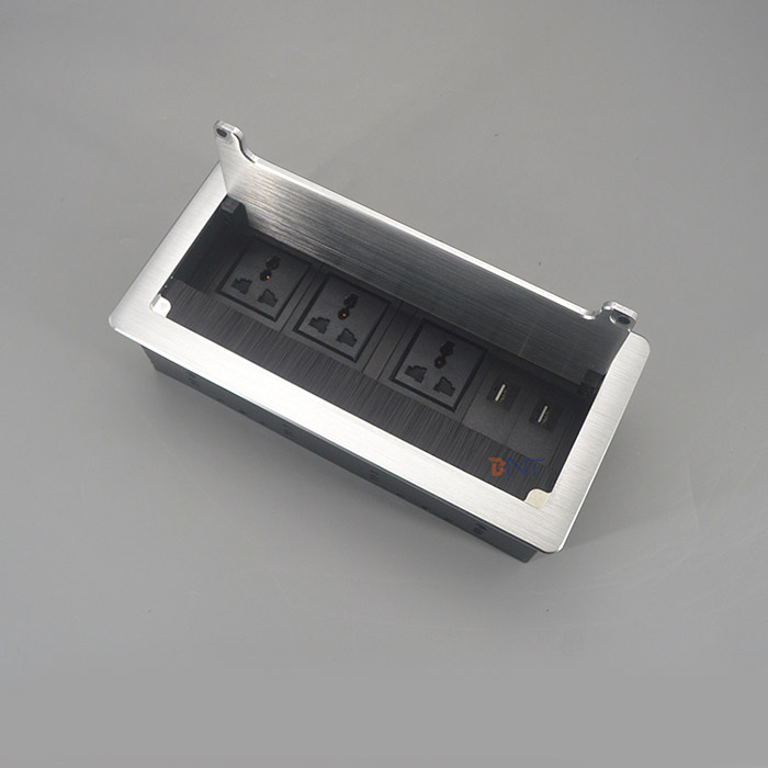 Table socket with brushed flip-open cover BF817