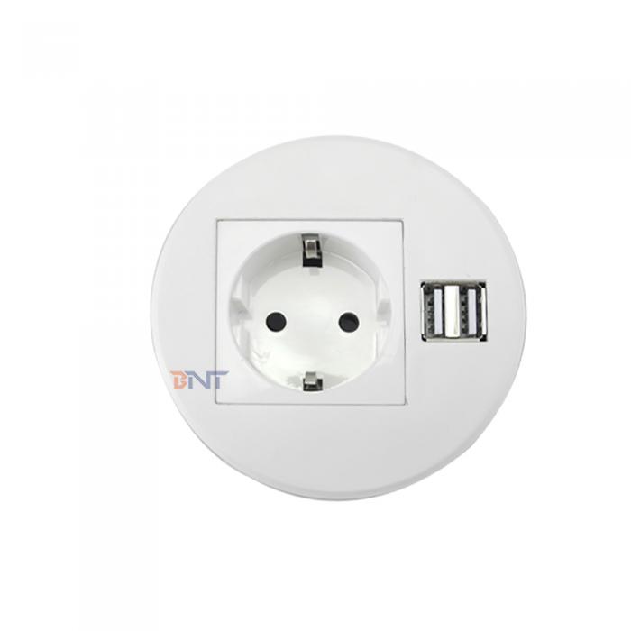 Round Table Socket With 2 Power And 2USB Charges TS80