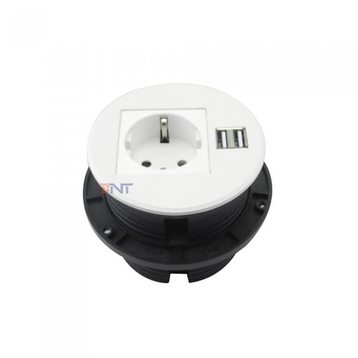 Round Table Socket With 2 Power And 2USB Charges TS80