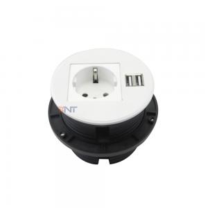 Round Table Socket With 2 Power And 2USB Charges TS80