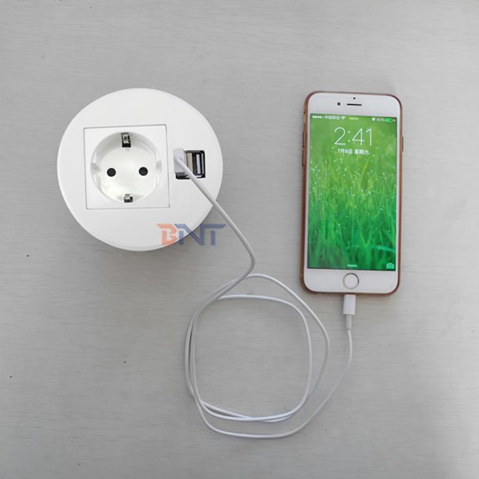 Round Table Socket With 2 Power And 2USB Charges TS80