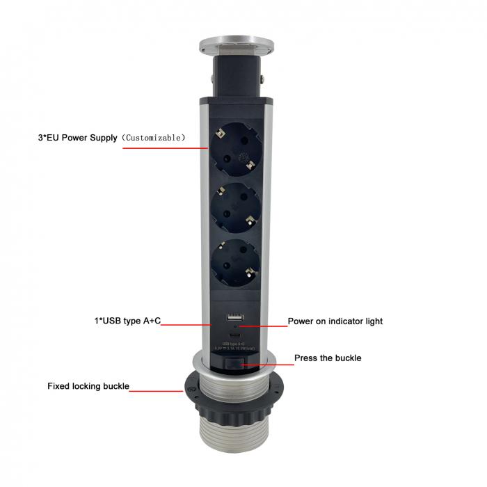 Aluminum alloy desk tower power socket BP120