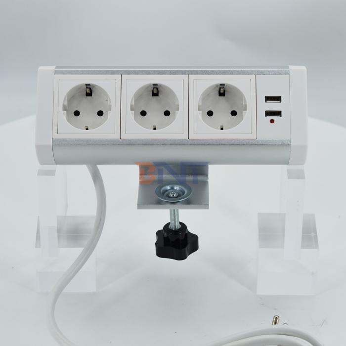 OEM/ODM clamp on desk removable desktop mount multi-outlets uk power socket with usb/table clamp mount power outlet