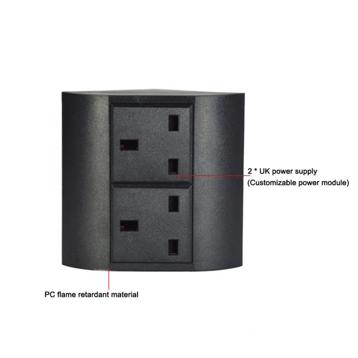 Office & Home Desk Corner UK Socket with 2 Outlets for Multiple Devices
