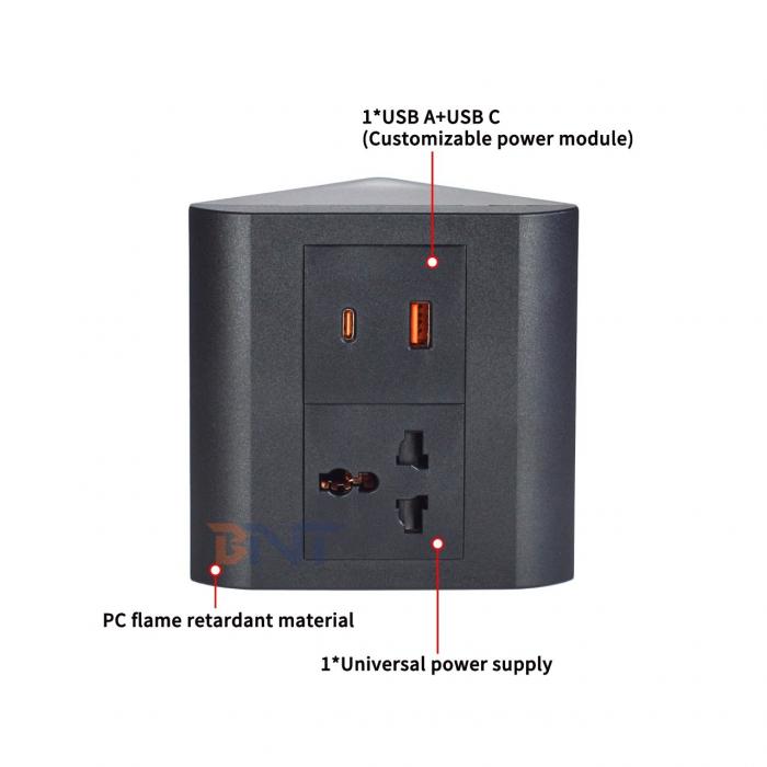 Universal Socket for Office & Home 1 Outlets Tabletop Power Socket with USB A+C Outlets IP44 for Multiple Devices