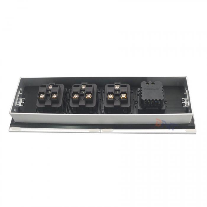 Aluminum Alloy  Slip-Open Design Desktop Power Outlet for Embedded Installation and EU Power Supply