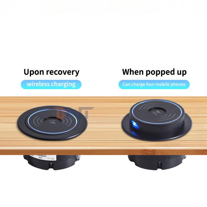 Smart Retractable Pop-Up Wireless Charging Socket – The Ideal Power Solution for Modern Furniture