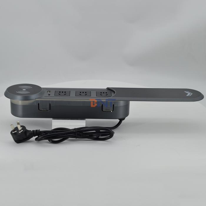 Sliding Desktop Power Strip with Wireless Charging