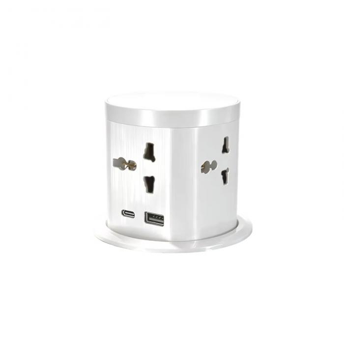 85 mm Pop-Up Desk Socket with Four AC Outlets, USB-A/C and Wireless Charging