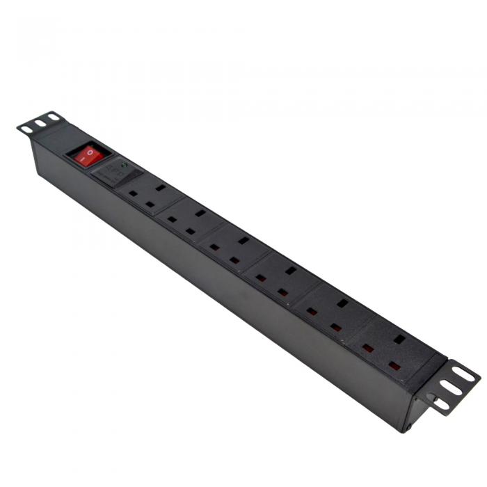 6-Outlet PDU Power Strip with 3250 W Surge Protection and Aluminium Alloy Body