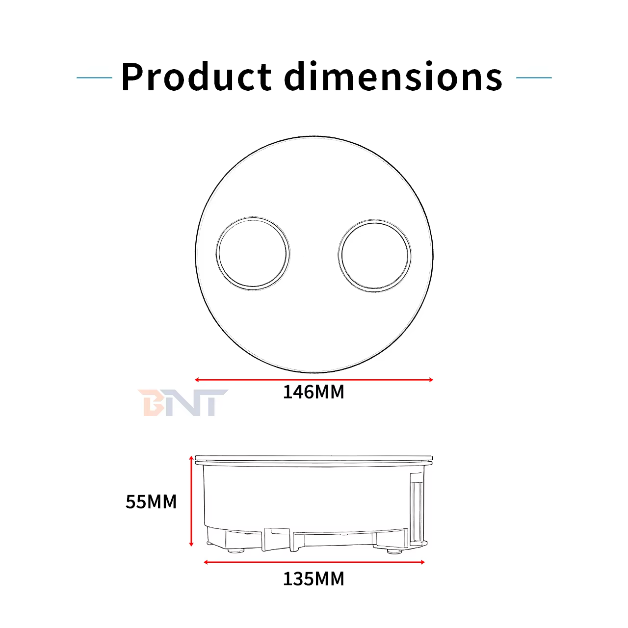146 mm Round Flip-Lid Desk Socket, EU + USB-A/C