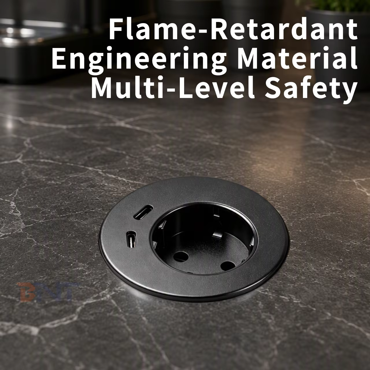 60 mm Recessed Grommet with EU Outlet and Dual USB-C