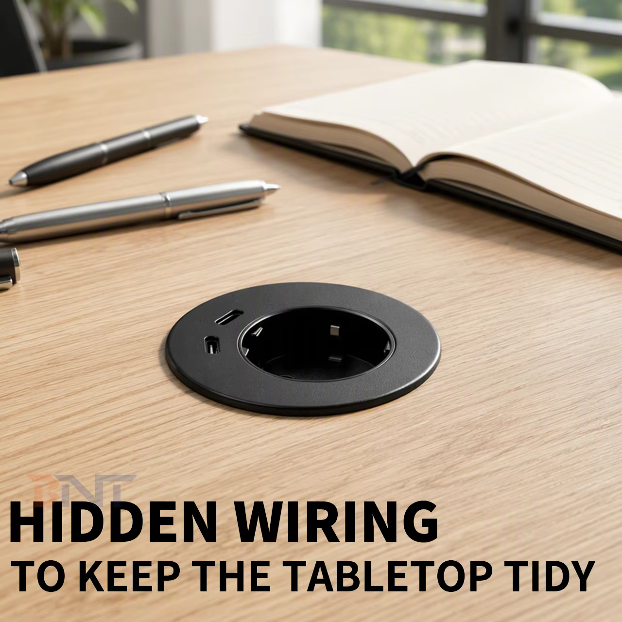60 mm Recessed Grommet with EU Outlet and Dual USB-C