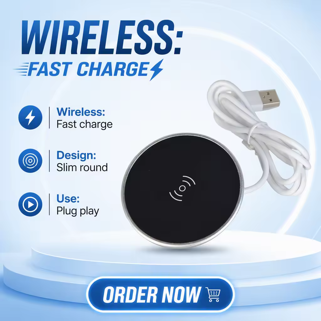 15 W Wireless Charging Desk Module, Tempered Glass (W74)