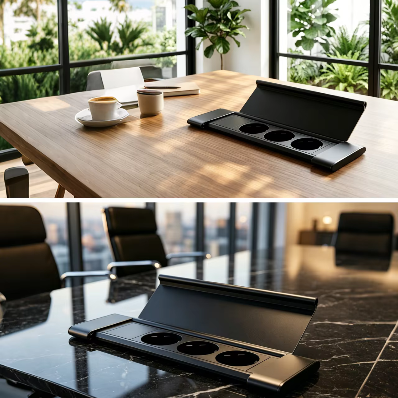 Aluminium Sliding Desk Socket, 3 AC Outlets (BC-0702)