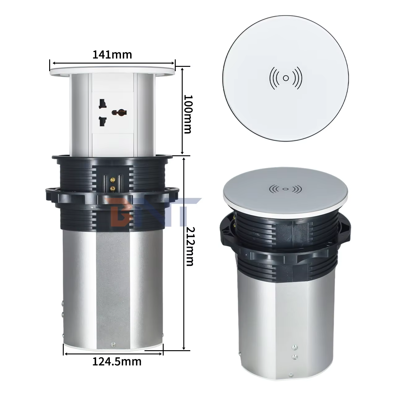 Glass Top Pop-Up Socket, 3 AC + USB-A/C + Wireless (PP125)