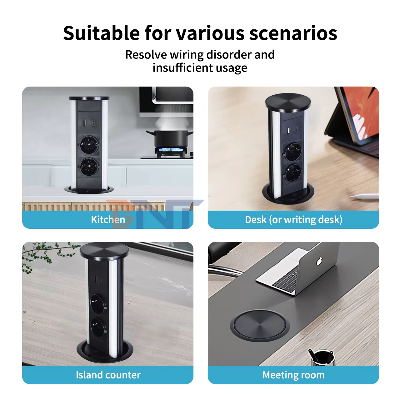 98 mm Pneumatic Pop-Up Socket, EU + USB-A/C (PP98-1EU)