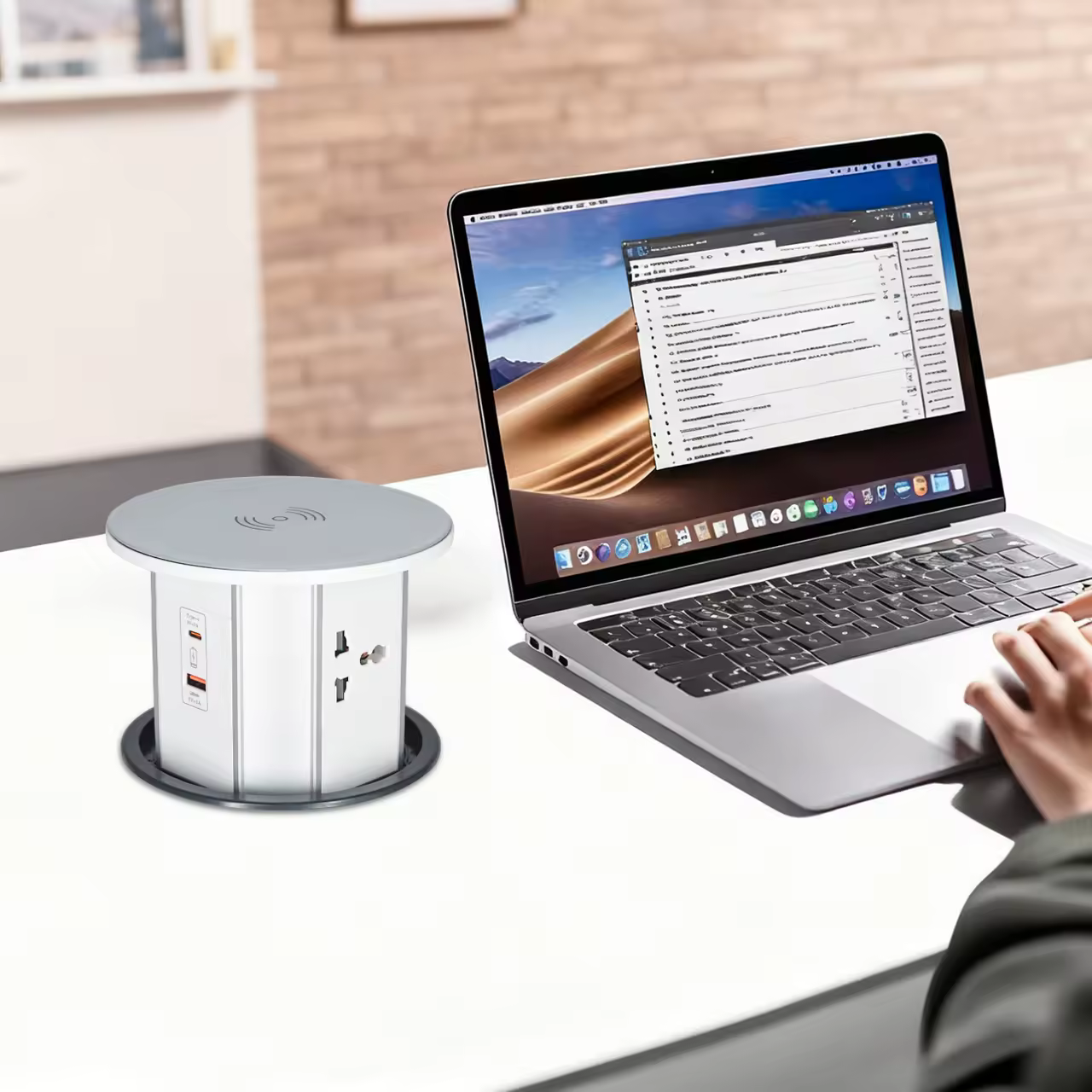 Glass Top Pop-Up Socket, 3 AC + USB-A/C + Wireless (PP125)