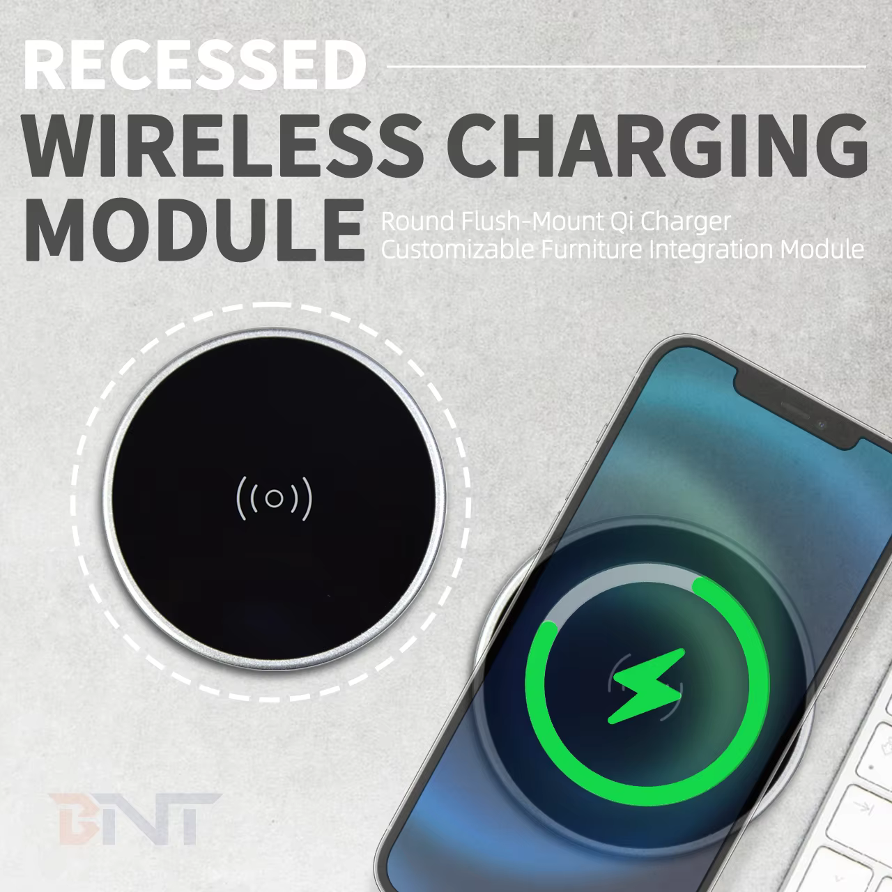 15 W Wireless Charging Desk Module, Tempered Glass (W74)
